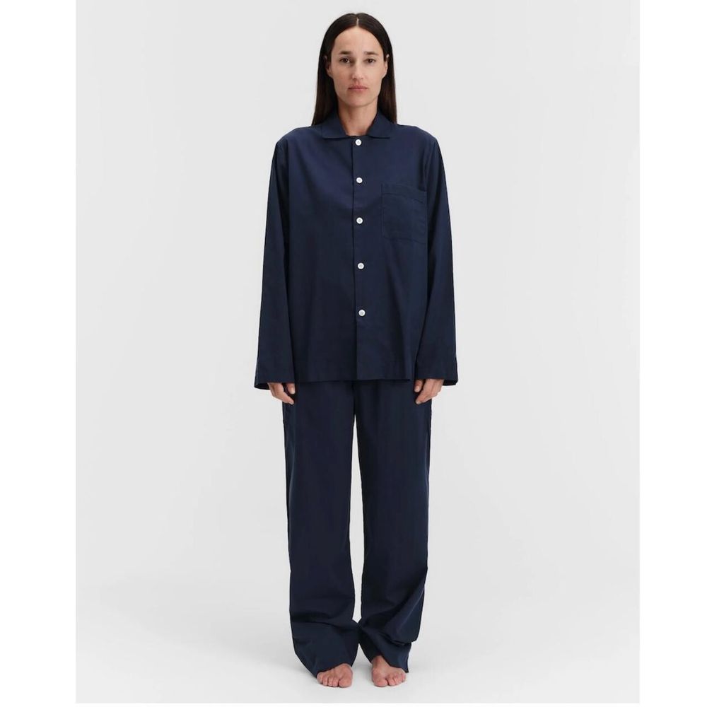 TEKLA Navy Cotton Poplin Pyjama Set