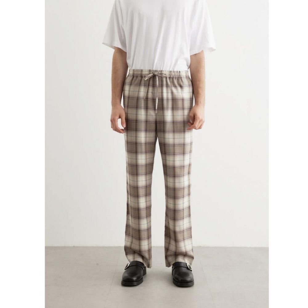 Auralee Super Light Wool Check Easy Slacks