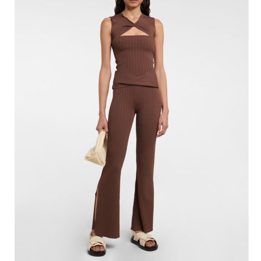 SIR THE LABEL Sylvie Knit Brown Twist Top and Pant Set Brown
