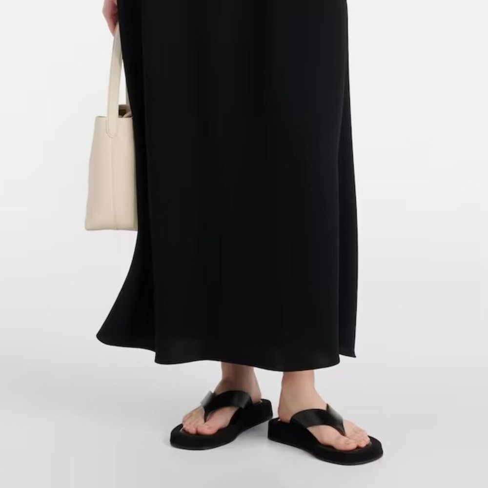THE ROW Ginza Leather and Suede Black Sandal