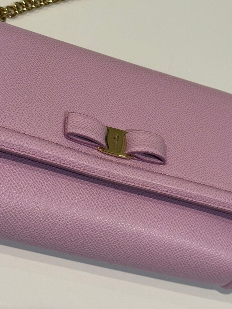 Salvatore Ferragamo Vara Bow Leather Crossbody Bag – Lavender ( New)