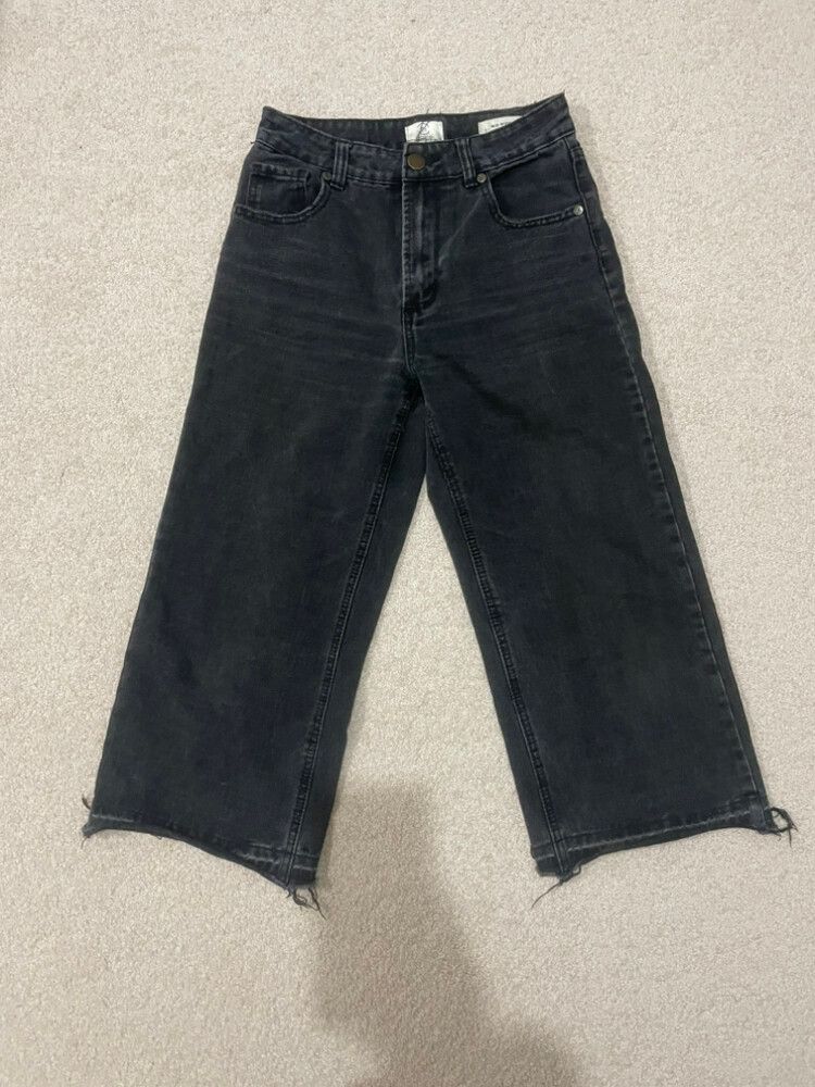COTTON ON BLACK WIDE LEG CROPPED JEANS