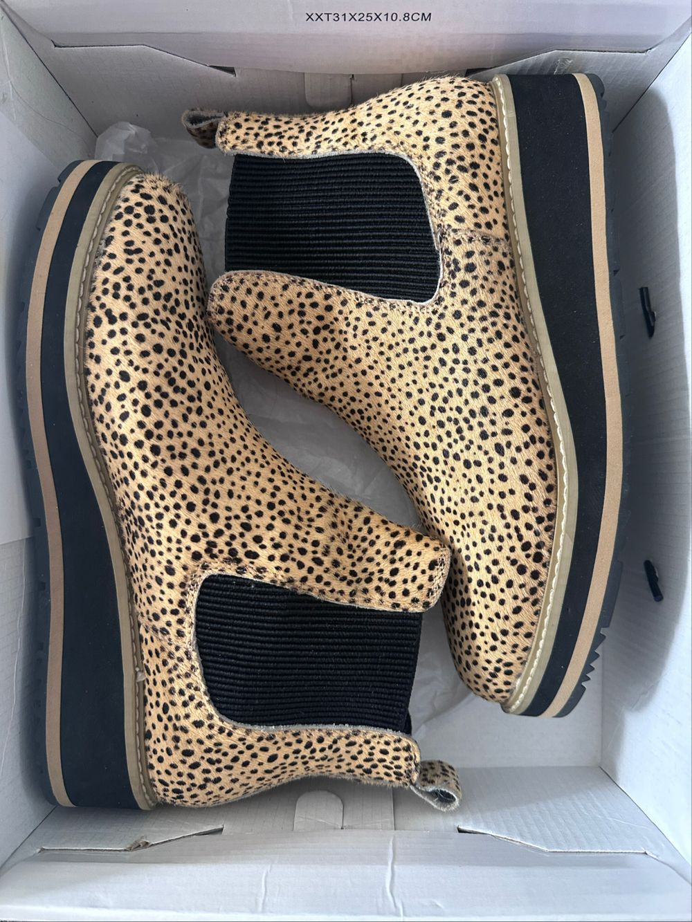 Walnut Beige Leopard Print Chelsea Boots