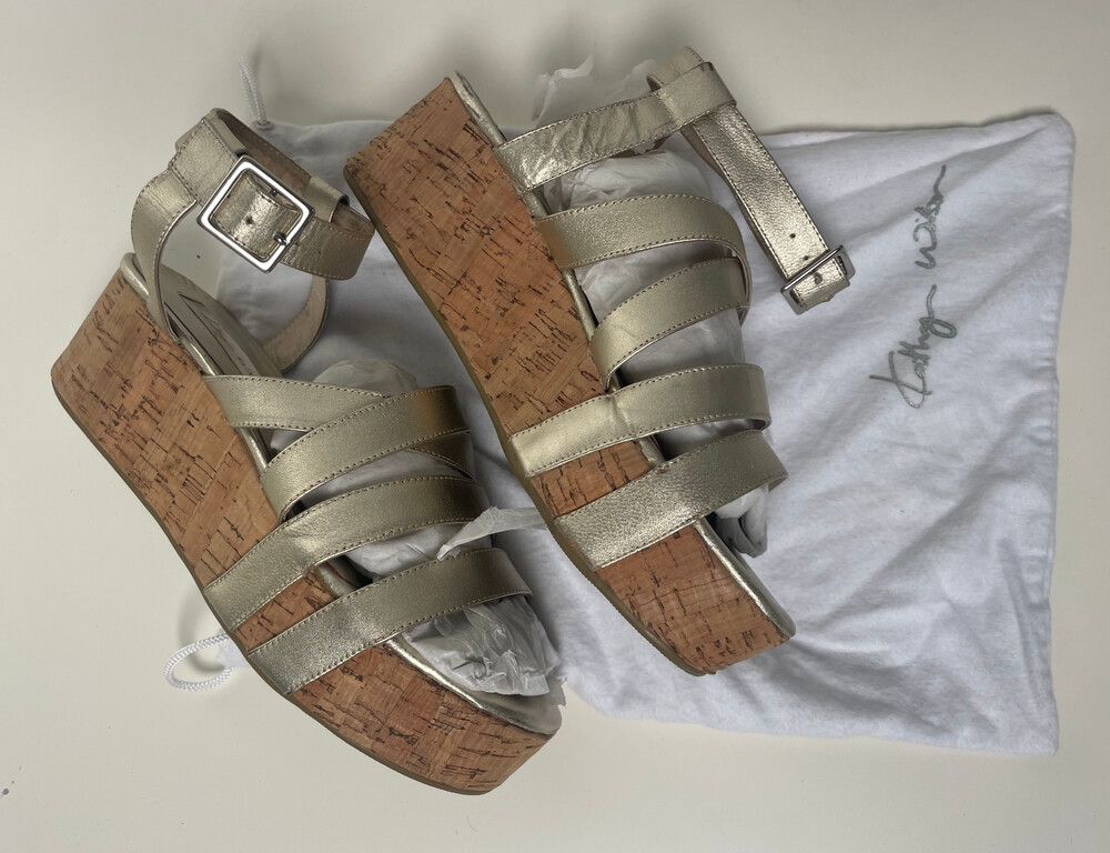 Strappy Gold Metallic Platform Heels