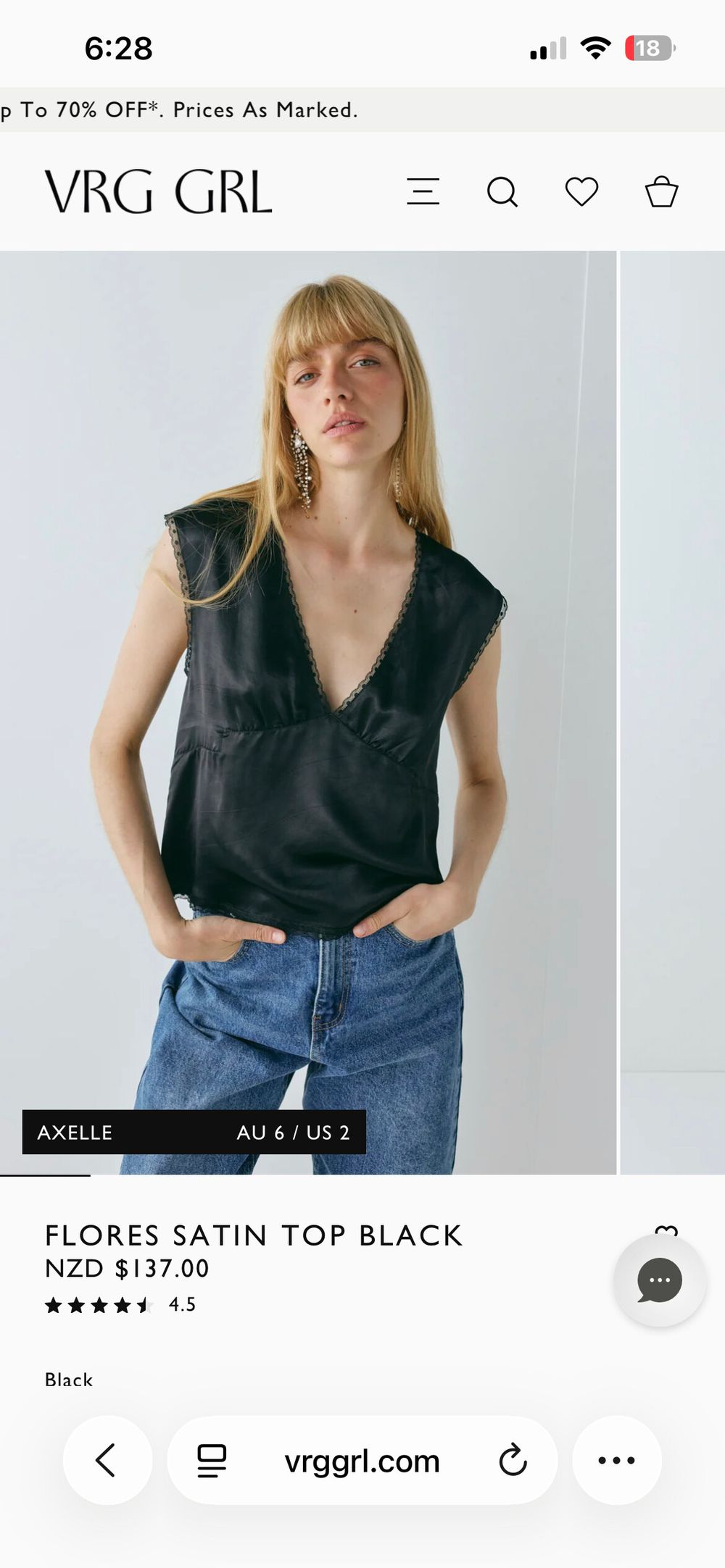 VRG GRL Flores Satin Black Top
