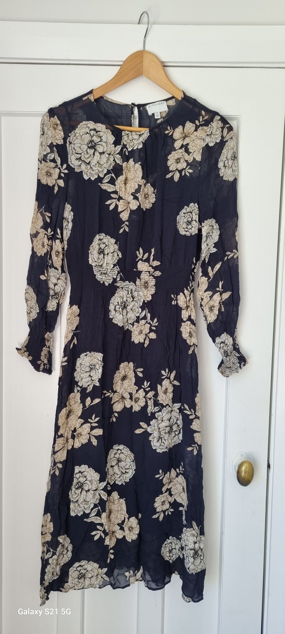 Witchery Floral Navy Blue Midi Dress 12