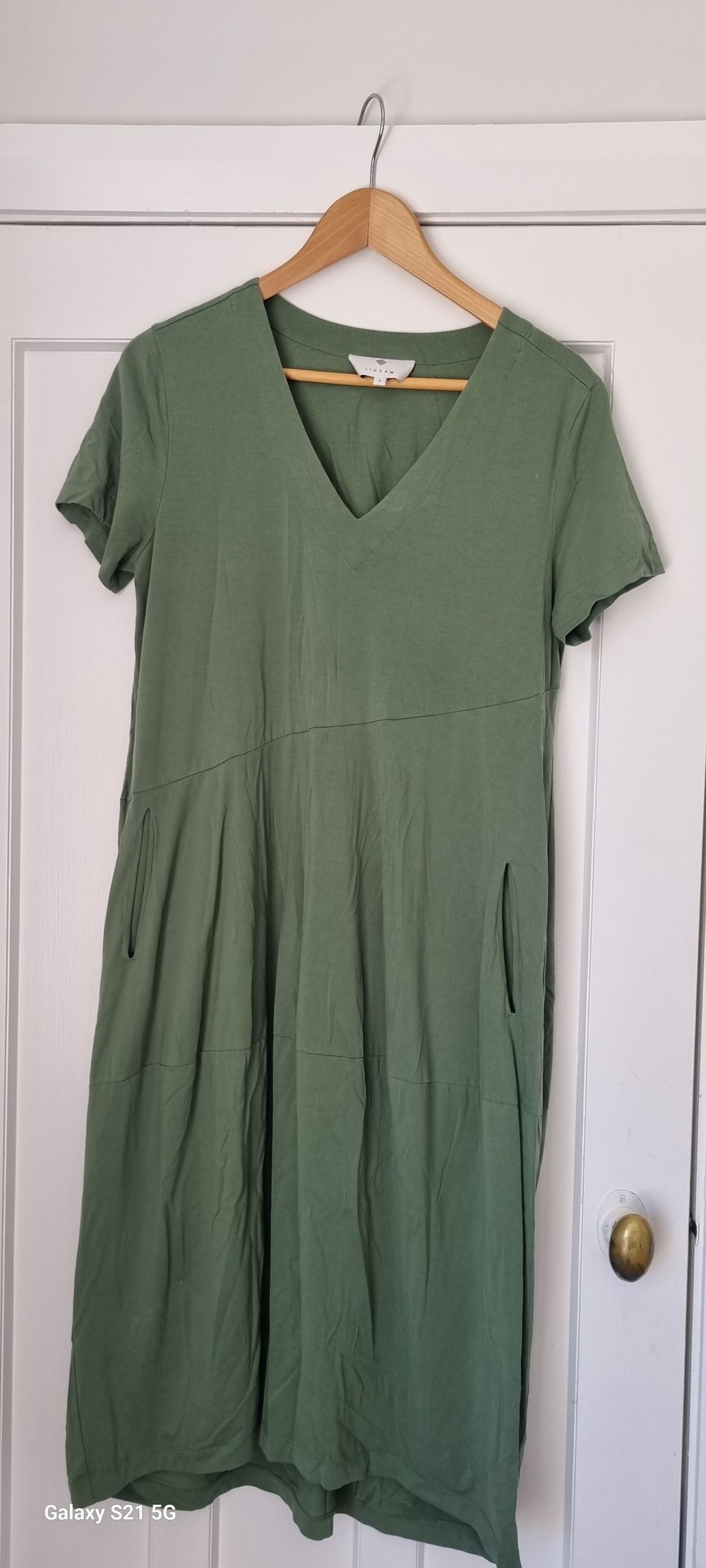 Jigsaw Green V-Neck T-Shirt Dress