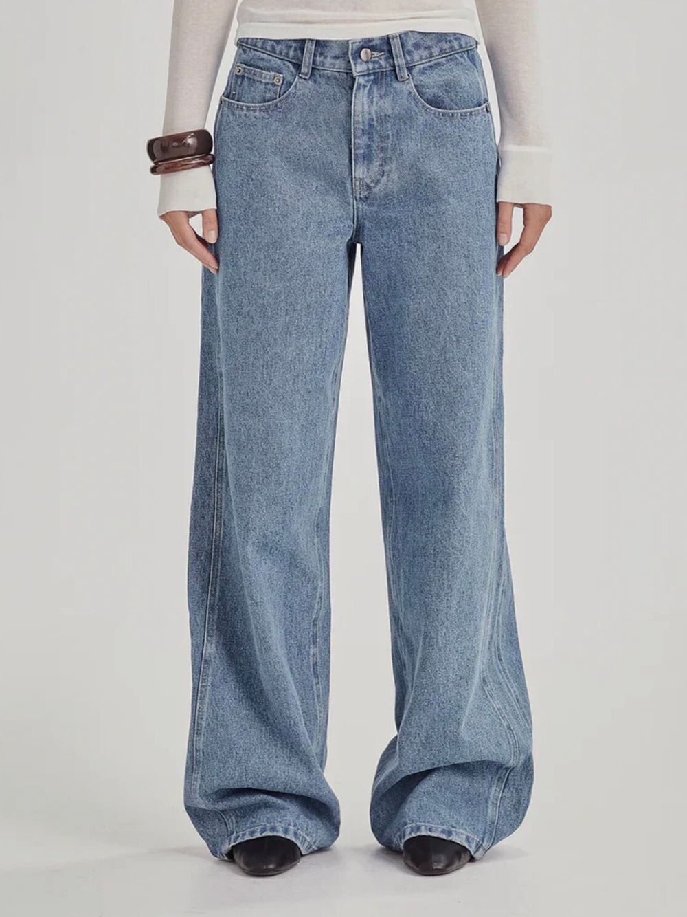 COMMONERS // WOMENS VOLUME JEAN MID BLUE RINSE Size 8
