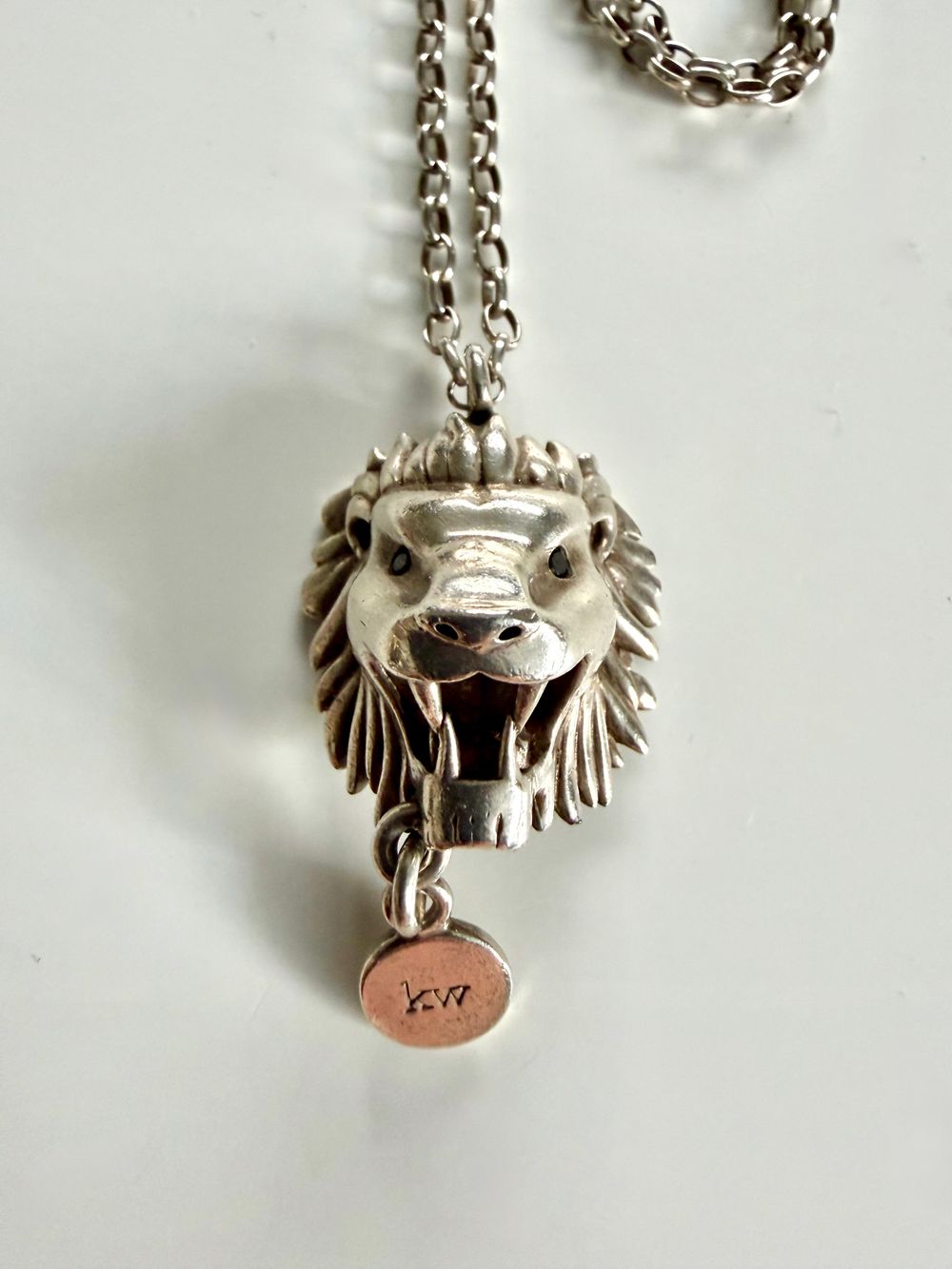Karen Walker Silver Lion Head Necklace