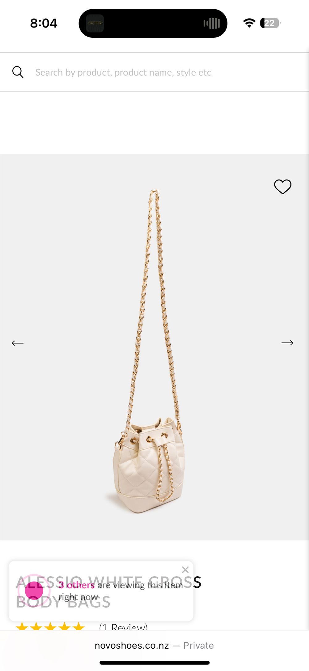 Novo Alessio White Quilted Bucket Bag (Cream)