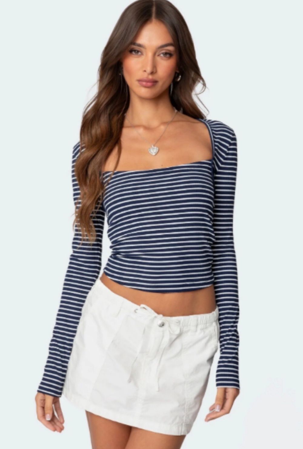 Edikted Blue White Striped Top