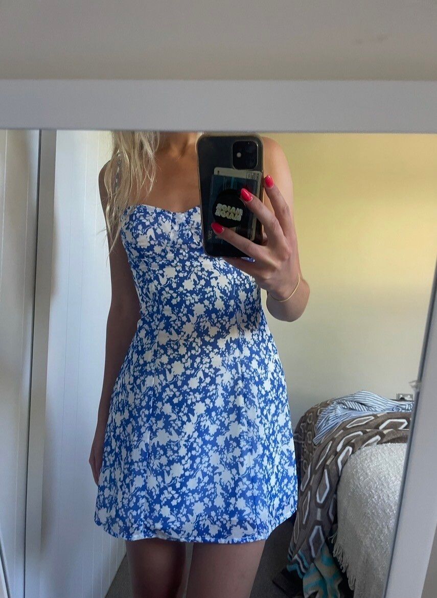 Beginning Boutique Blue Floral Mini Dress