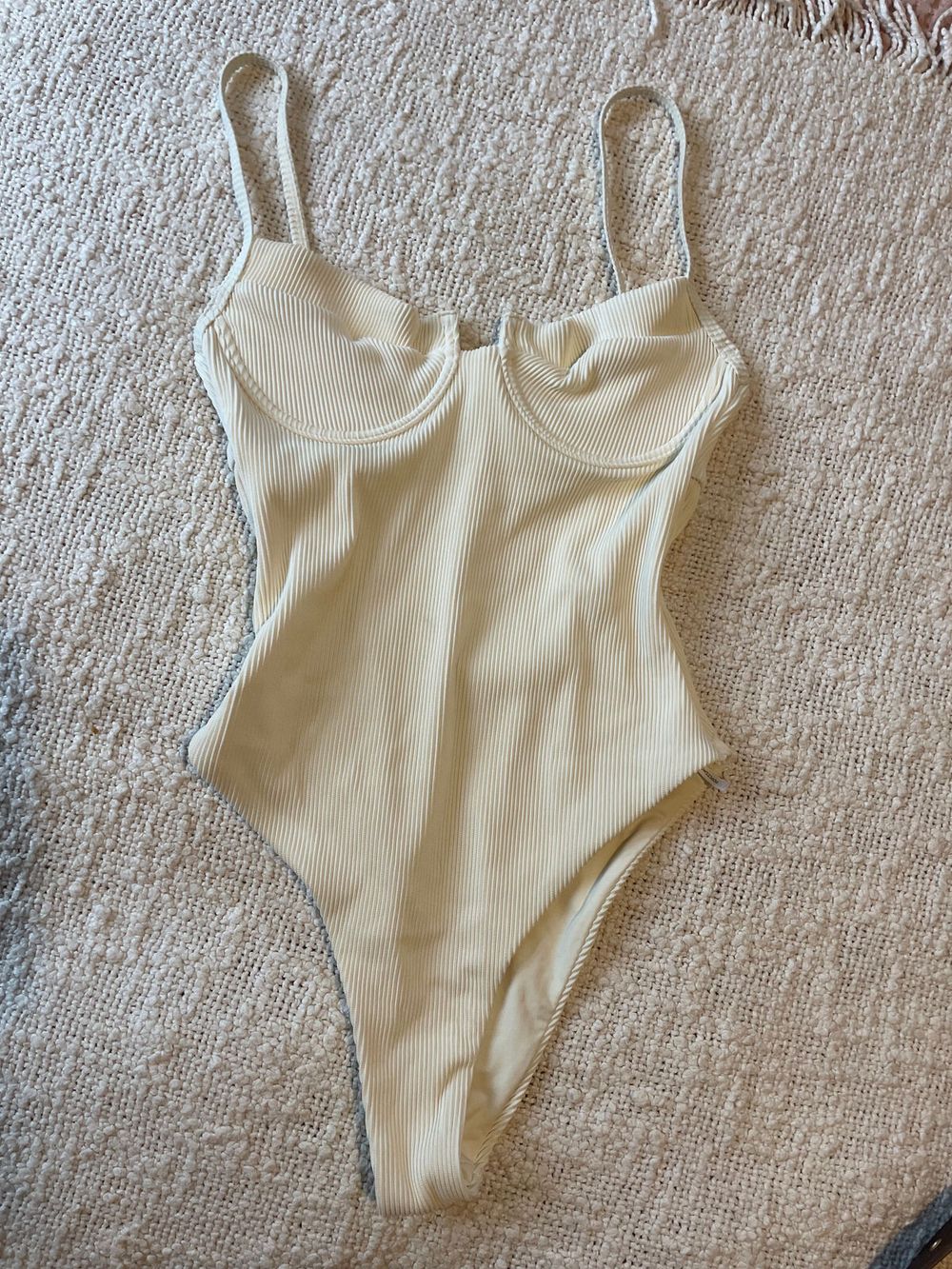 Subtitled Cream Ribbed One Piece
