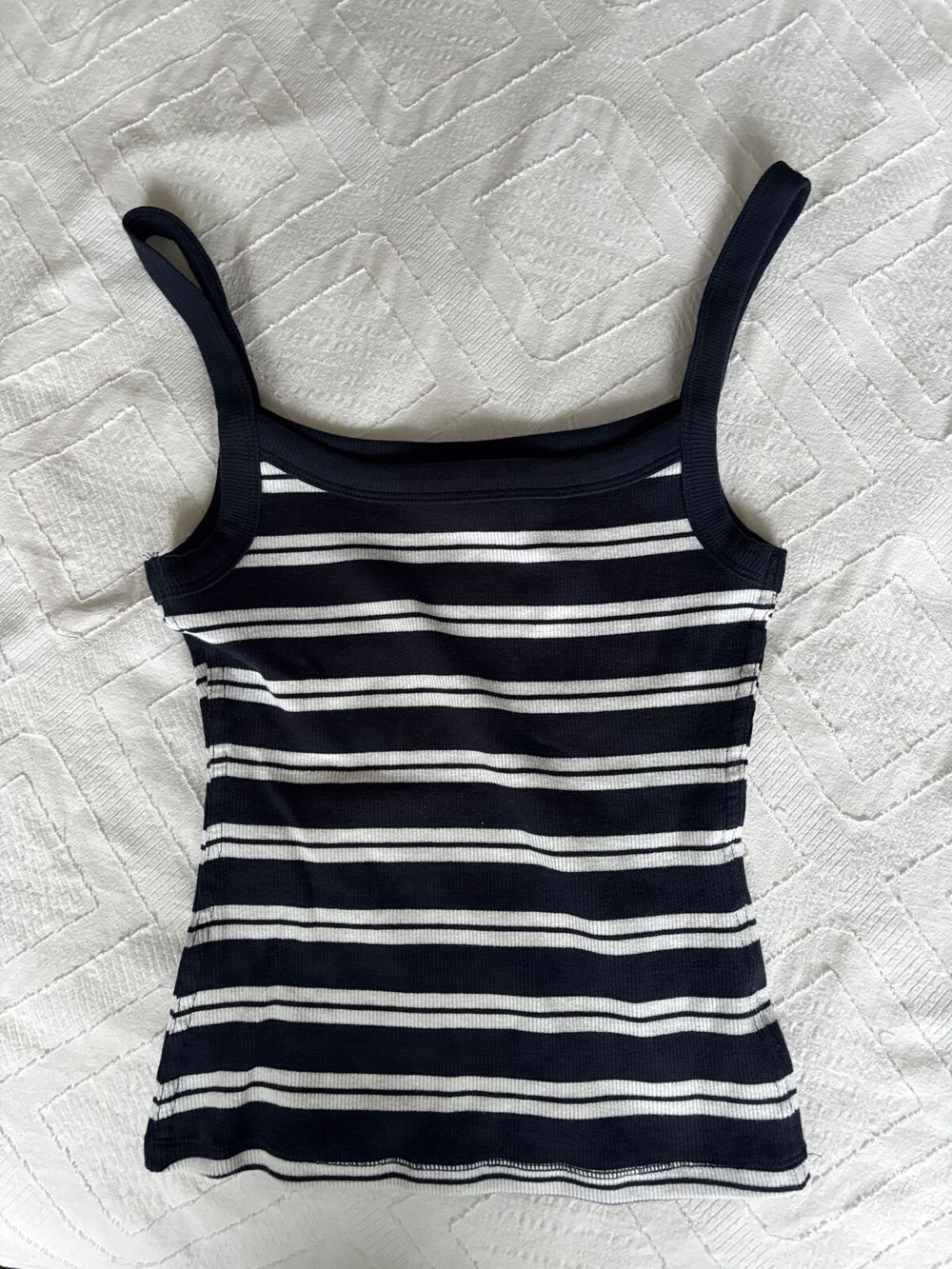 Glassons Singlet. Navy and white striped.