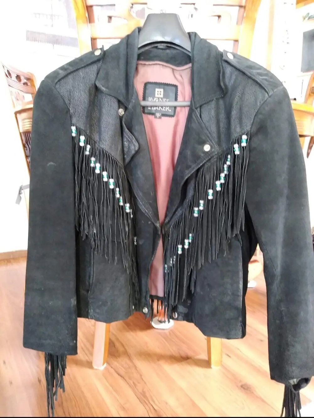 Vintage Byrnes & Baker Genuine Suede Fringe Jacket | Beaded Western Boho Festival