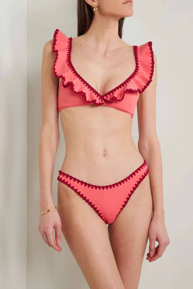 Zimmerman Crochet Trimmed Ruffle Bikini