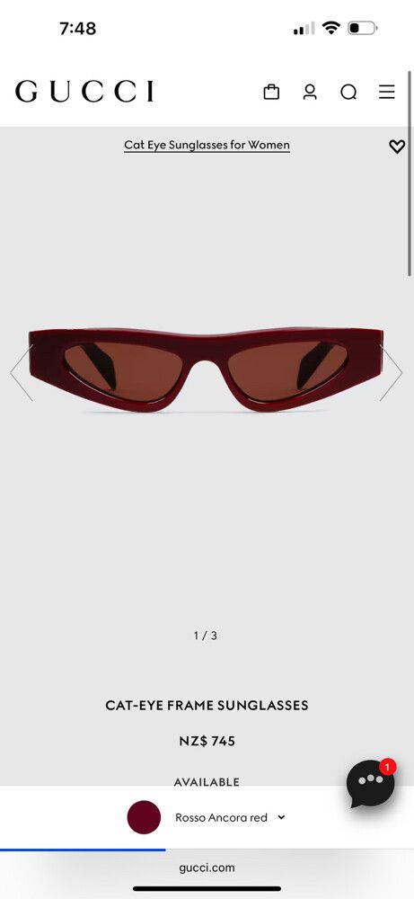 Gucci Cat Eye Frame Sunglasses
