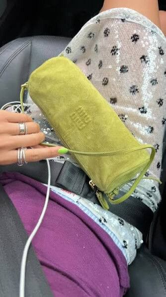 RARE Miu Miu Green suede pouch bag