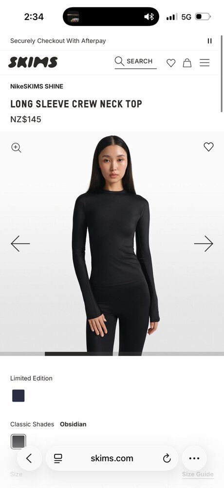 NikeSKIMS Black Long Sleeve Crew Neck Top