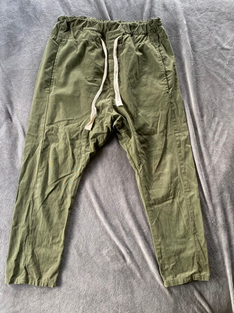 Bassike Khaki Drop Crotch Pants