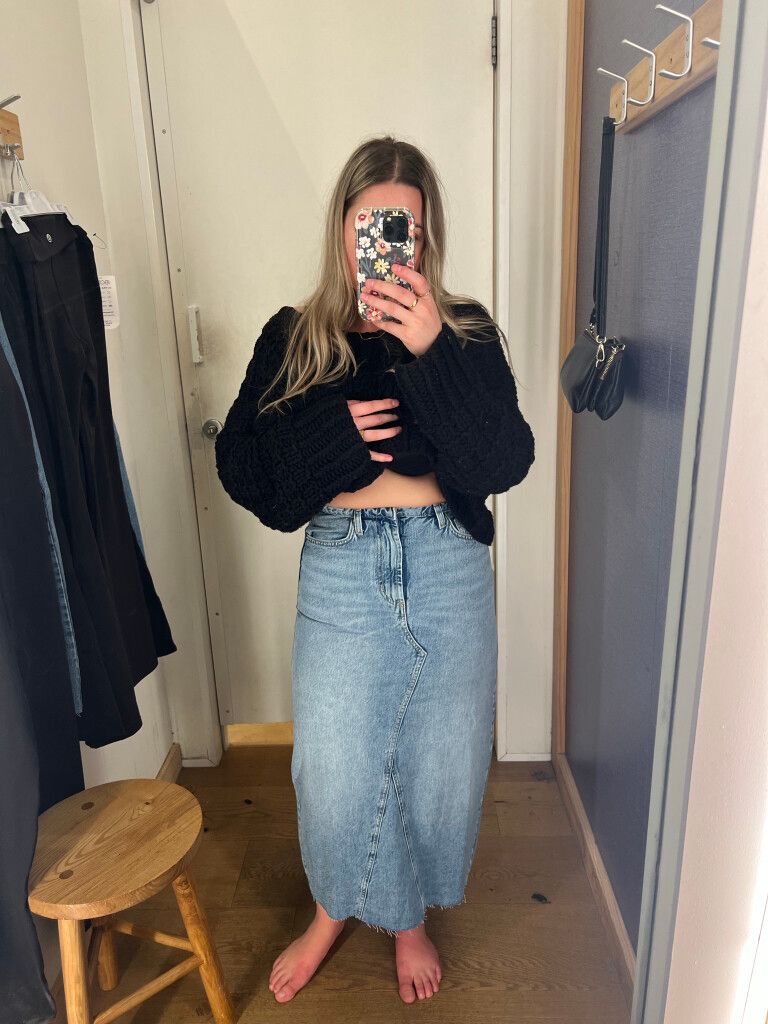 Cotton On Light Blue Denim Maxi Skirt – Pencil Fit, On-Trend Style