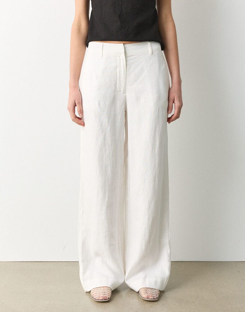 HIGH RISE TAILORED 100% LINEN PANT