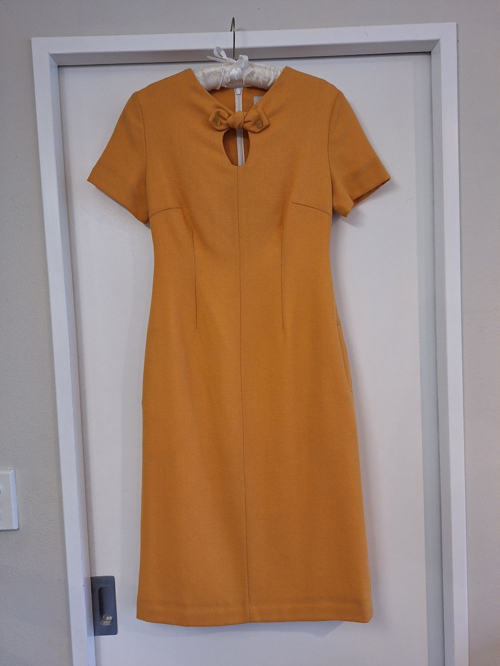 As new mustard wool crepe dress