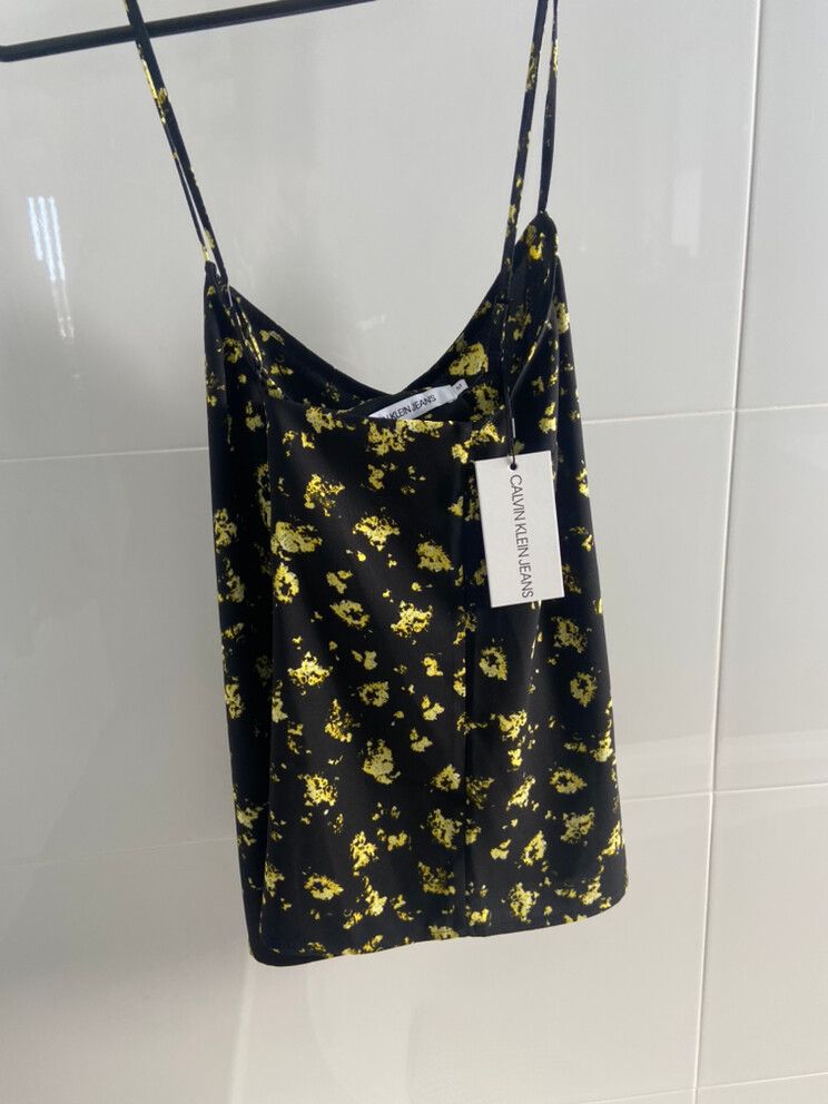 Slip Black With Yellow Flowers