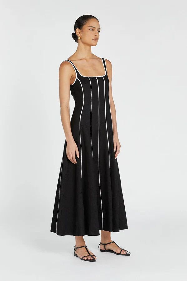 DISSH - BECK BLACK LINEN MIDI DRESS on Designer Wardrobe