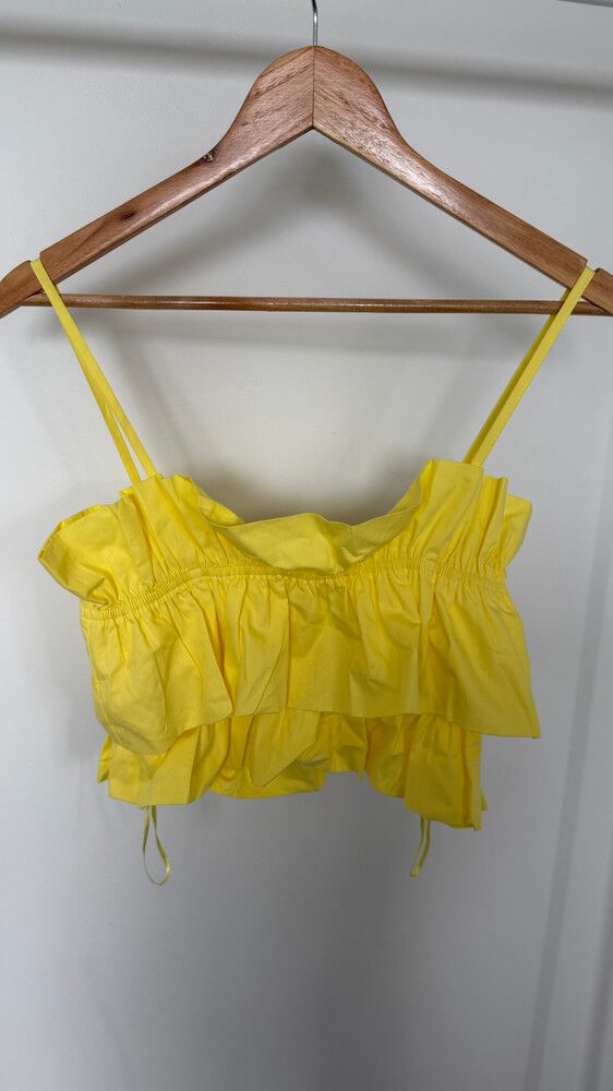 Zara Yellow Ruffle Top Size M