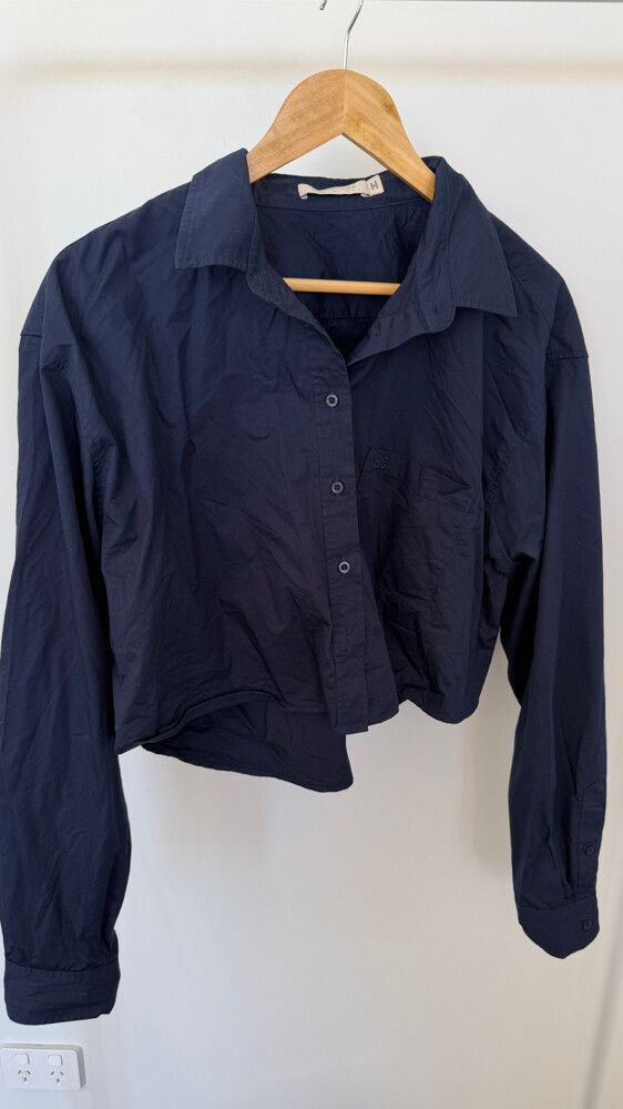Bec + Bridge Navy Cropped Shirt WORN ONCE