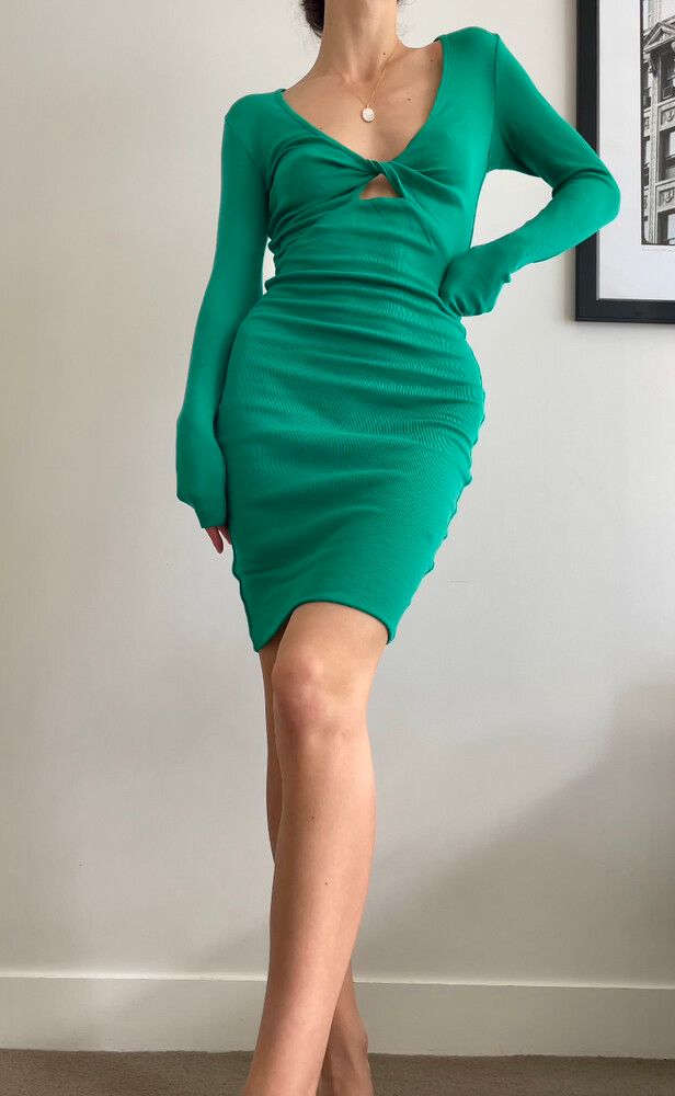 slim fit dress slacks KOOKAI Paradise Green Bolt Buckle Dress main image 0