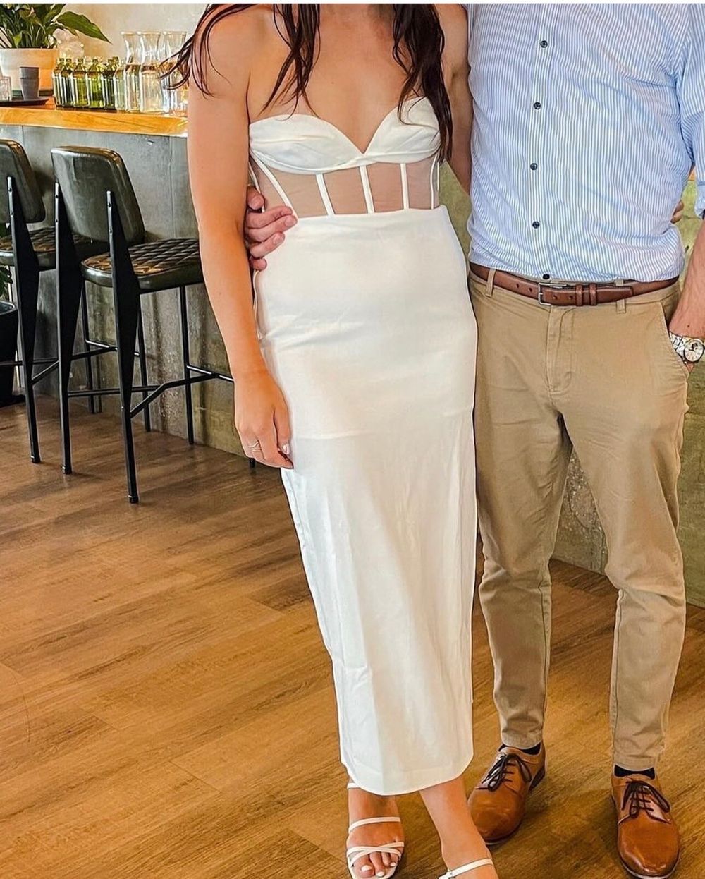 White Strapless Corset Midi Dress from Runway Scout