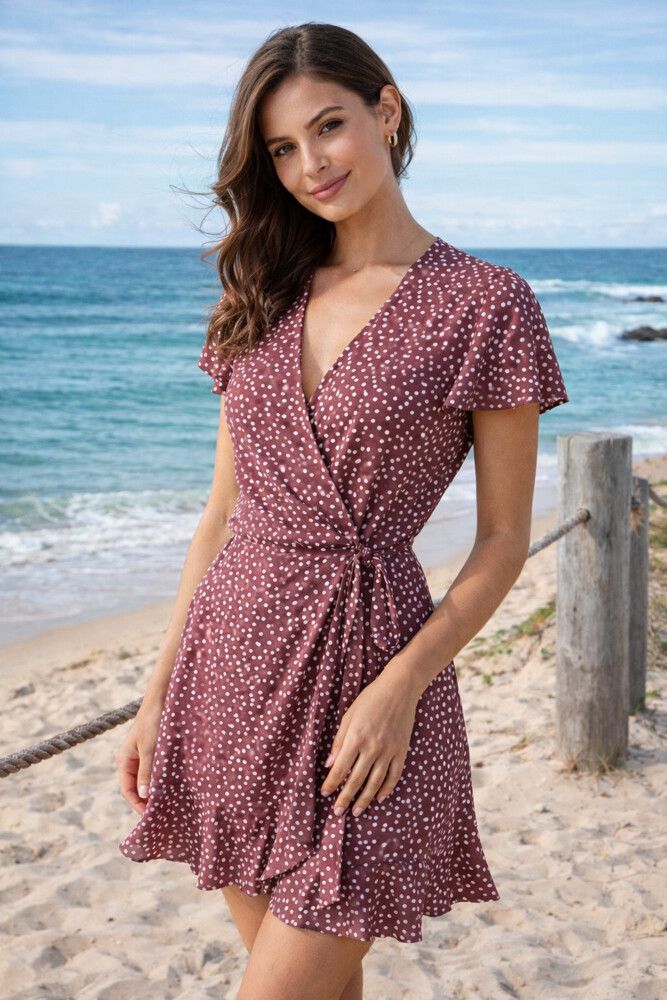 princess polly baby blue dress Sézane Burgundy Viscose Mini Dress Size 34 FR main image 1