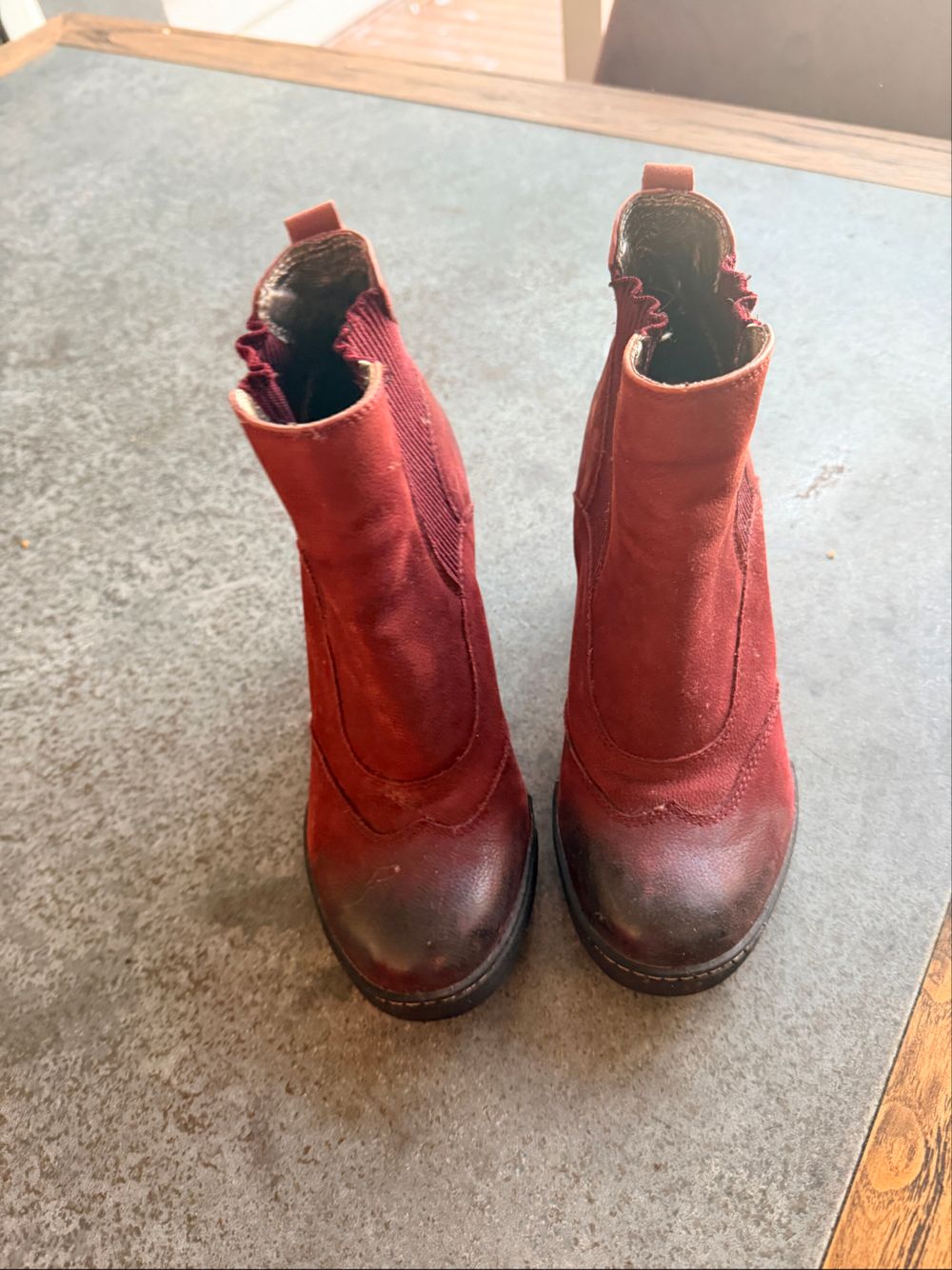 Red Suede Chelsea Boots