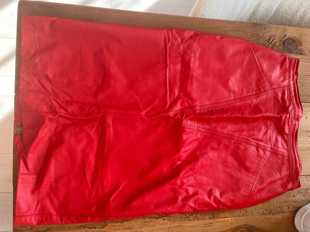 Leather Fashion Red Skirt
