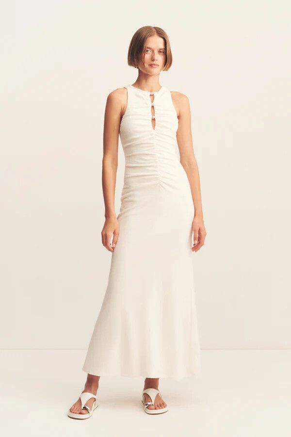 white bodycon backless dress Miss Circle Women Vienna Satin Mock Neck Mini Dress
