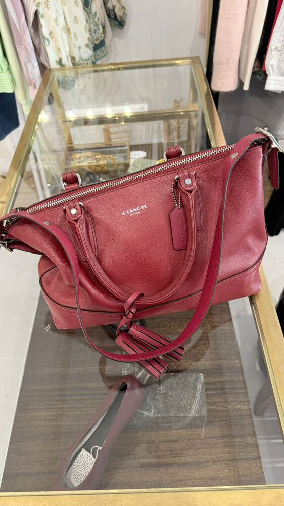 coach mid sized red bag silver hardware
