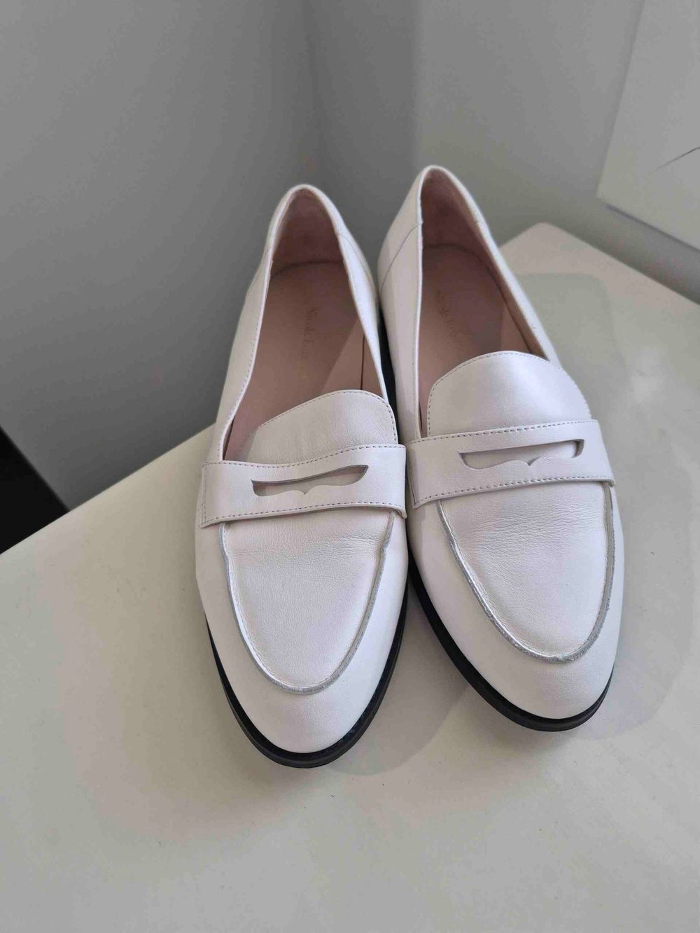 Nicole Rebstock White Leather Loafers