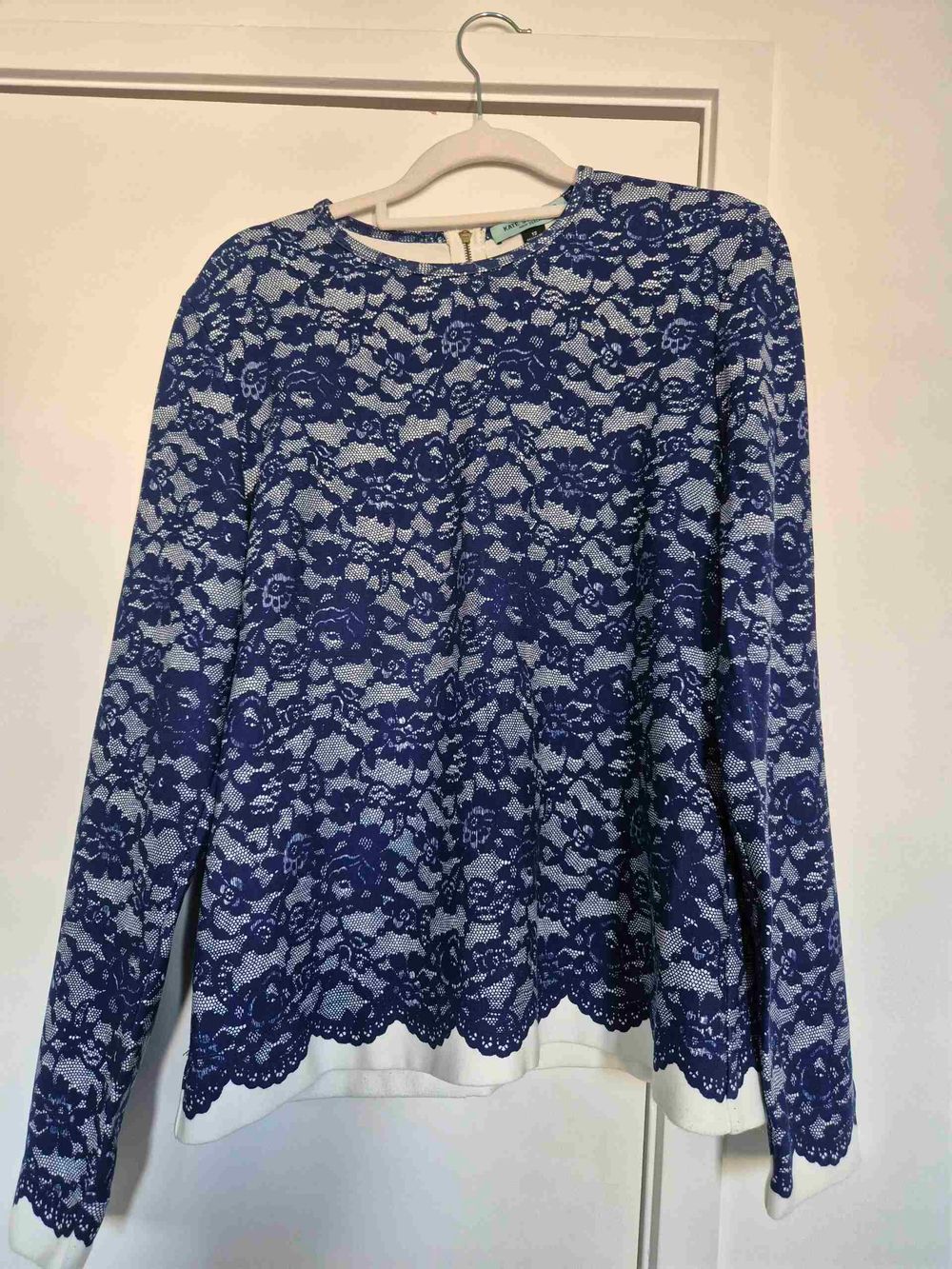 Kate Sylvester Blue Lace Overlay Top