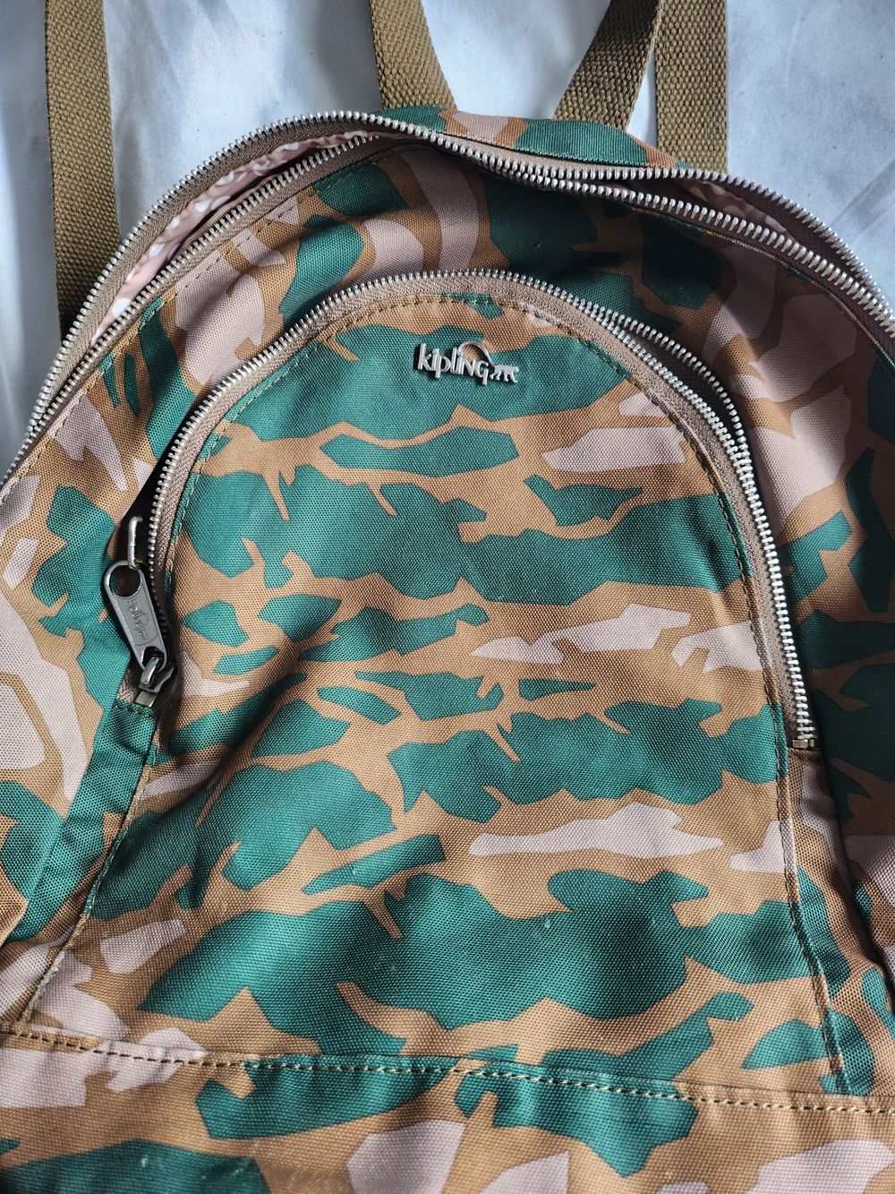 Kipling Green Brown Camo Backpack