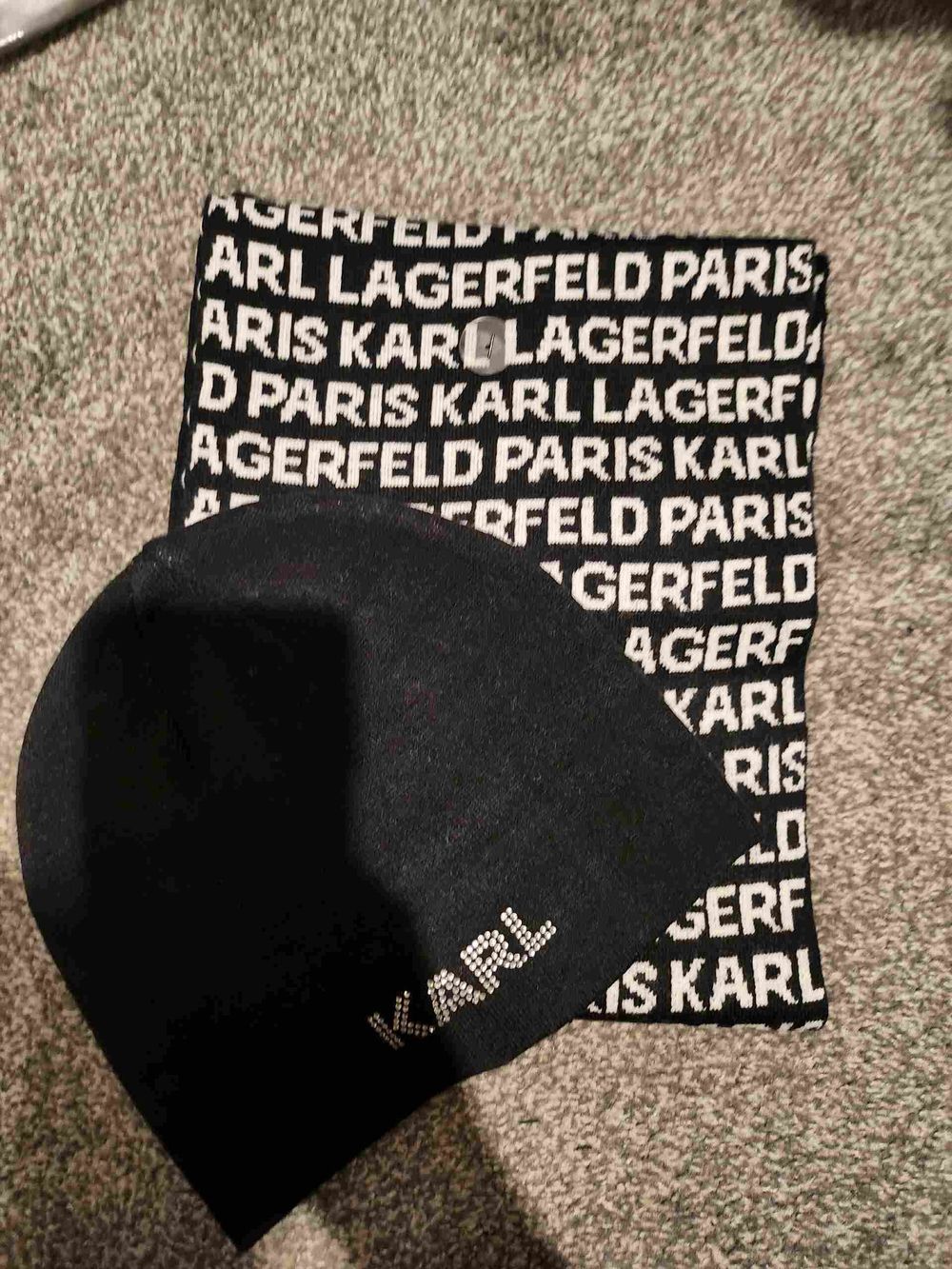 karl lagerfeld beanie and scarf set