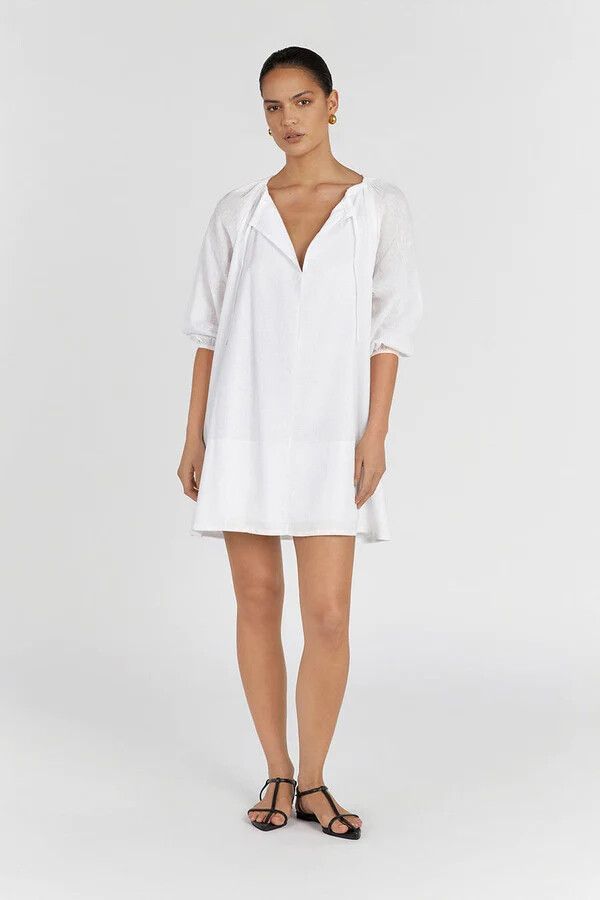 chinese dress ladies Louloute Linen Smock Dress with Pockets  Montaigne Paris