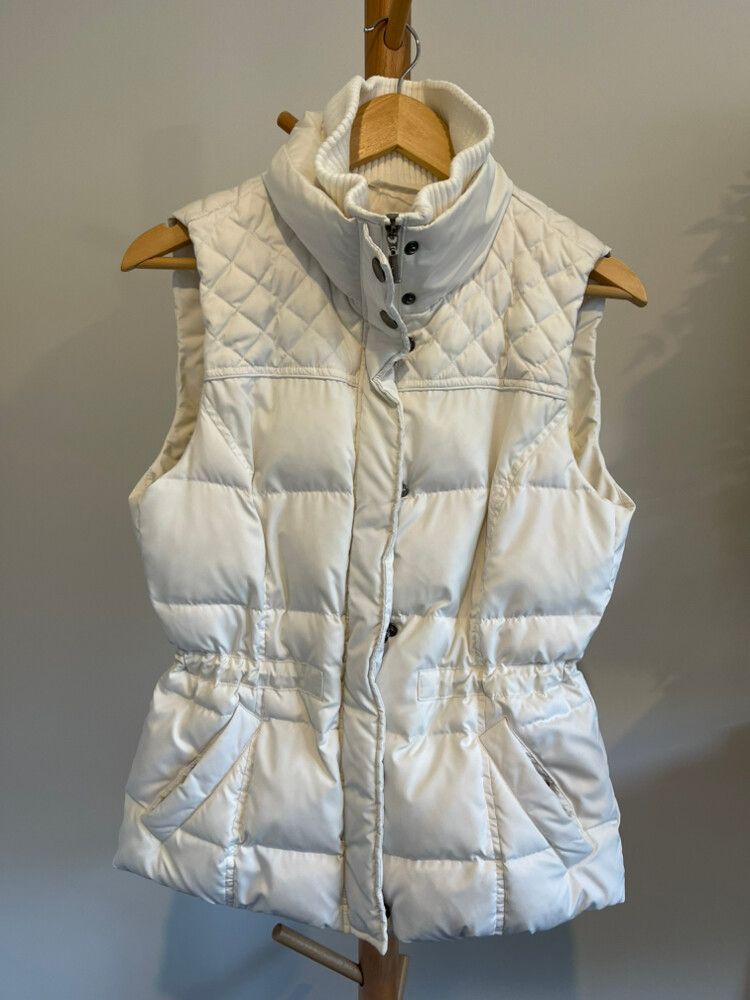 Esprit Off White/cream Quilted Puffer Ski Vest