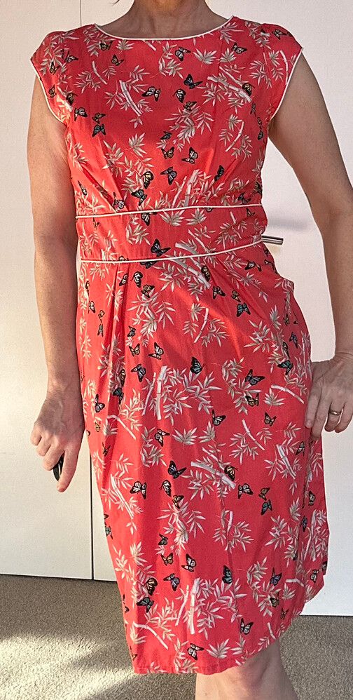 Trollied Dolly Apricot with Butterflies Dress Size 12/L