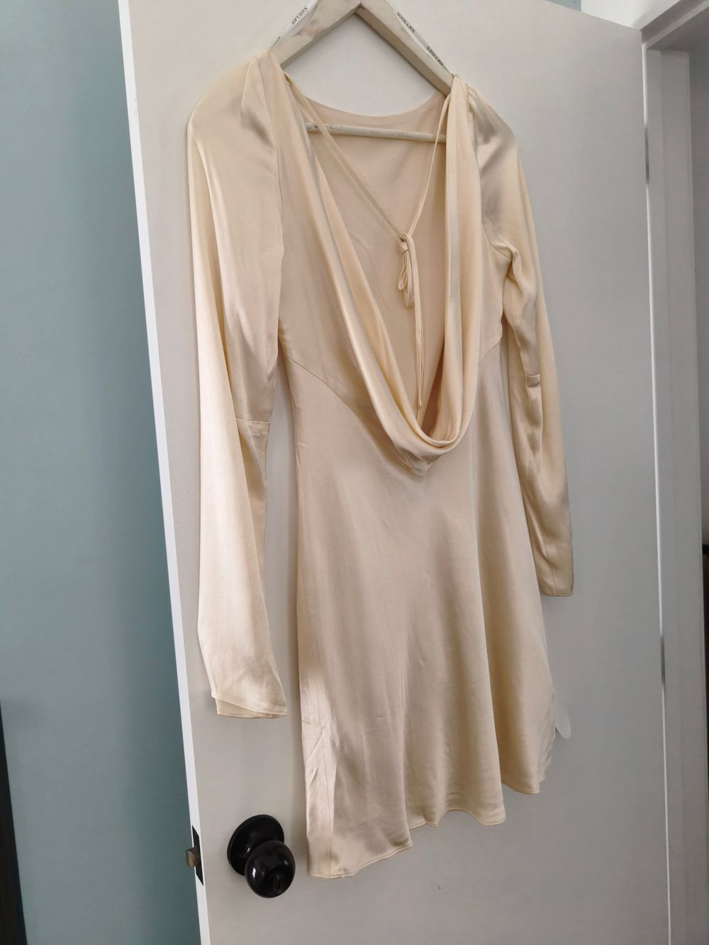New Shona Joy Cream Long Sleeve Backless Mini Dress