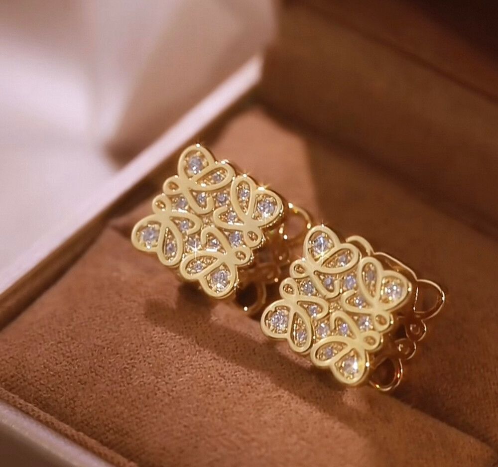 Gold Square Double-Sided Ear Clips