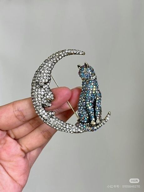 The Moon and Cat Brooch