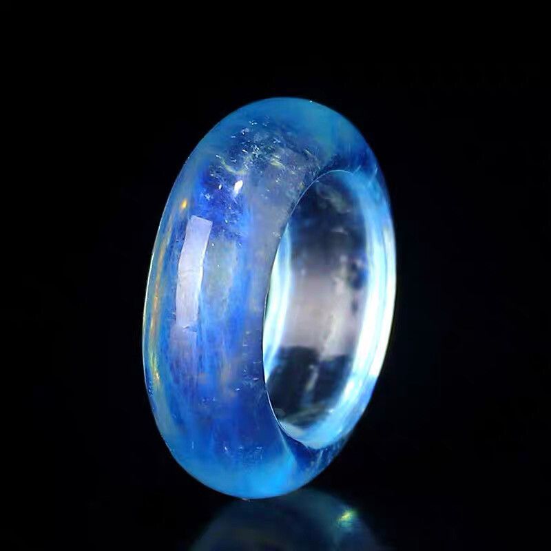 Natural Devil Blue Aquamarine Ring Band