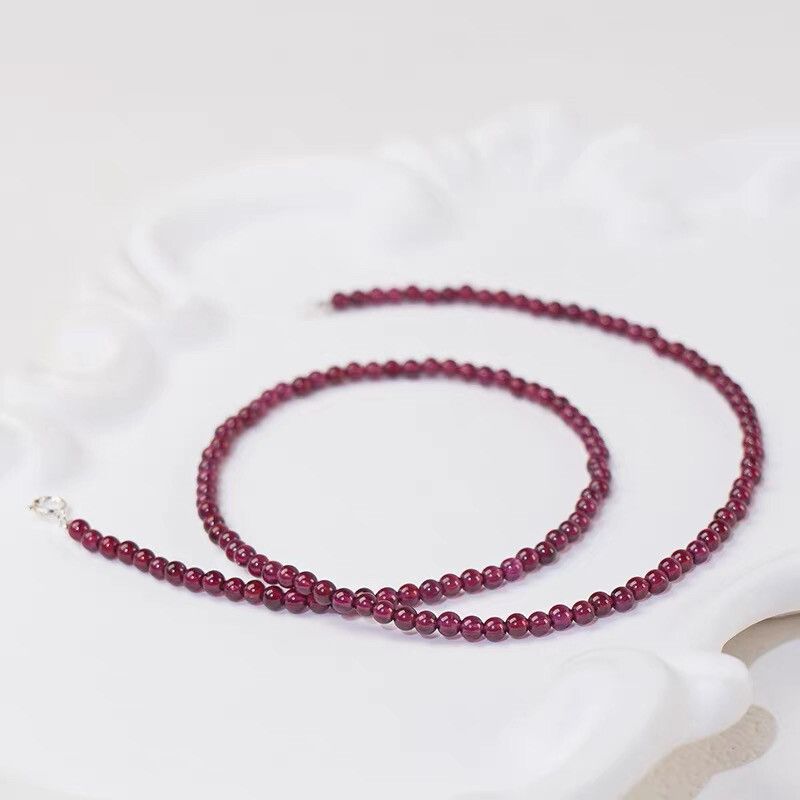 Purple Garnet (Pyrope) Tiny Rice Bead Necklace